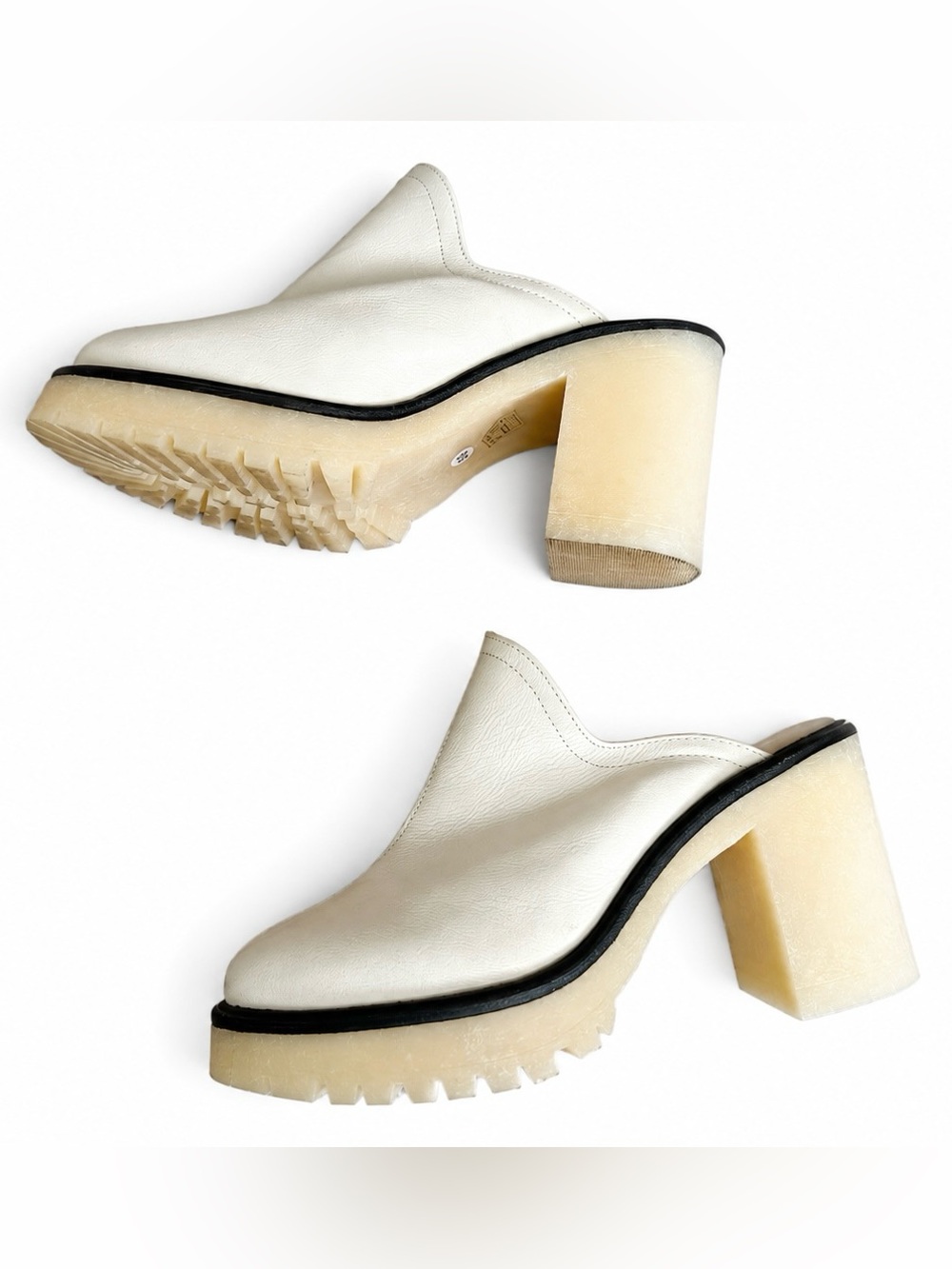 Free People James Leather Mule Clogs Cream EU 38 Made in Spain US Size 8
